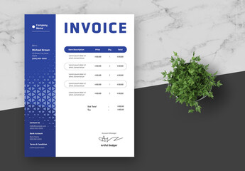 Blue and White Business Geometric Invoice