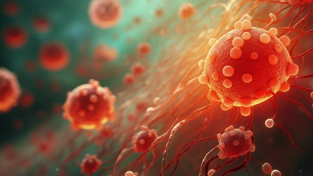 Cancer cell or tumor illustration for symbolizing cancer awareness on World Cancer Day.