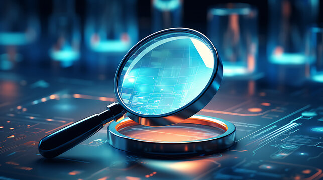 magnifying glass combination for modern technology concept