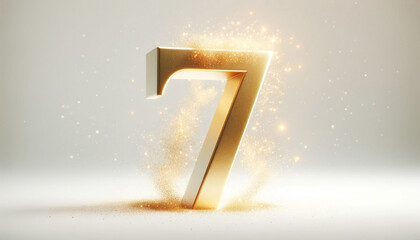 Golden Number Seven with Sparkling Glitter – Perfect for Seventh Place Celebrations, Anniversaries, and Special Occasions