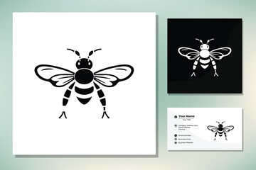 Cartoon Line Art Honey Bee Bumblebee logo clip art design