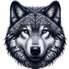 Portrait of wolf isolated on transparent background.