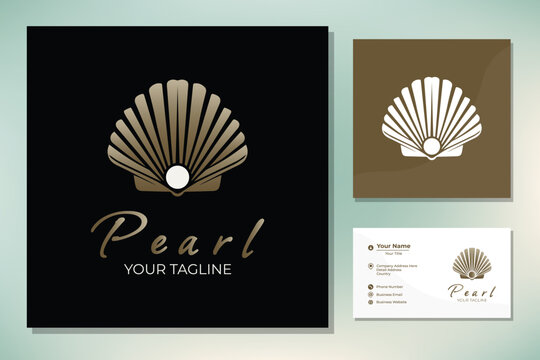 Beauty Luxury Elegant Pearl Jewelry Seashell Oyster Scallop Shell Oyster Cockle Clam Mussel logo design
