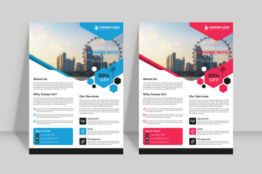 Corporate business flyer template  in A4. 2 Color ways included.Can be adapt to Brochure, Annual Report, Magazine,Poster, Corporate Presentation, Portfolio, Banner, Website.