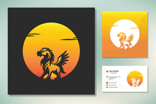 Griffin animal mythology logo design silhouette