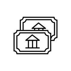 Museum ticket outline icons, minimalist vector illustration ,simple transparent graphic element .Isolated on white background