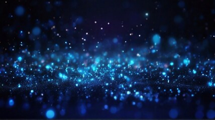 Fototapeta premium Elegant shiny blue glow particle abstract night bokeh background of vibrant colors