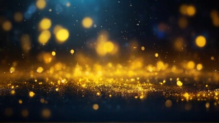 Fototapeta na wymiar Elegant shiny yellow glow particle abstract winter night bokeh background of vibrant colors