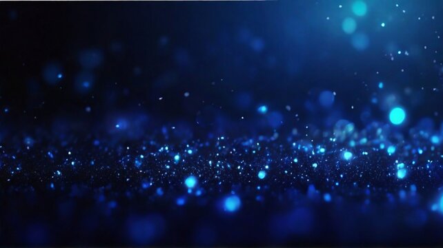 Elegant shiny blue glow particle abstract night bokeh background of vibrant colors
