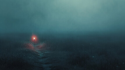 The road to the other world. Unexplained phenomena. Night time.