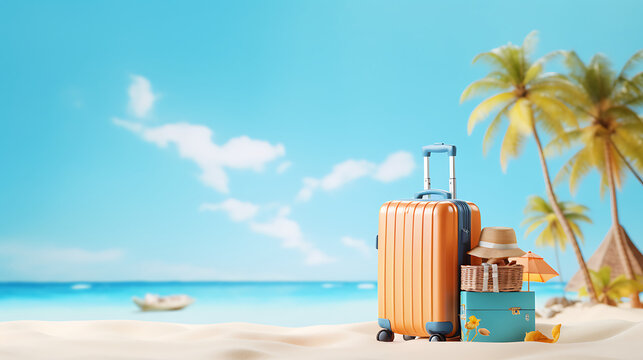 summer vacation concept, travel background with copy space