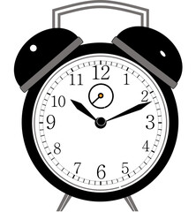 Classic alarm clock isolated on white background. Vector illustration.