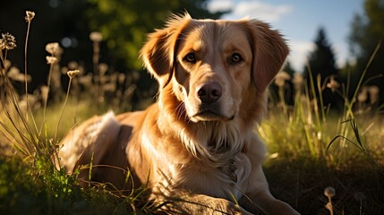 golden retriever on the grass