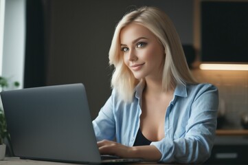 Young woman working at home