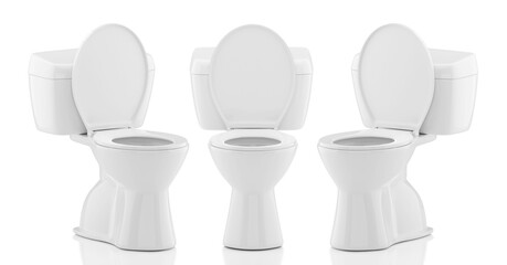 Toilet bowls on white background