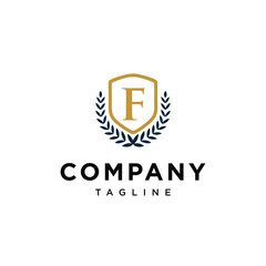 Letter F shield education logo icon vector template