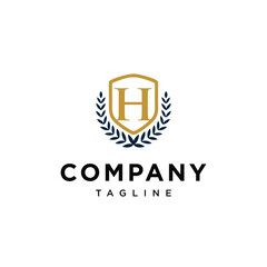 Letter H shield education logo icon vector template