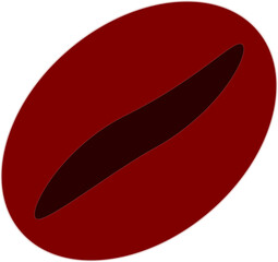 Coffee bean flat icon. Vector red icon on white background. Isolated.