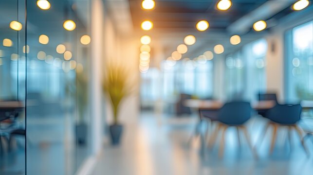 Blurred modern business office interior room for background in business concepts. Blur light blue background of modern executive office interior.