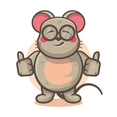 cute mouse animal character mascot with thumb up hand gesture isolated cartoon