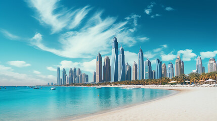 Naklejka premium Dubai Jumeirah beach JBR Marina skyline architecture