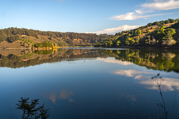 Fototapeta premium Lake Chabot Regional Park. Autumn landscape.