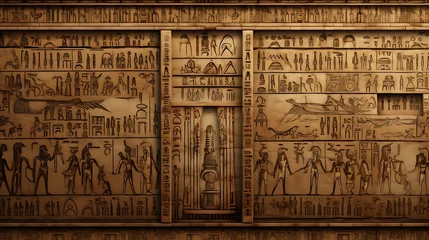 Foto op Plexiglas a wall of an ancient egyptian temple with symbols and symbols © growth.ai