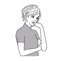 ショートヘアの大人っぽい女性上半身