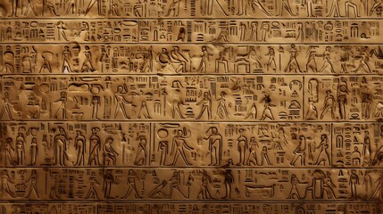 Fototapeta na wymiar a wall of an ancient egyptian temple with symbols and symbols