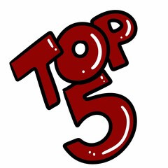 top 5 red stamp text on white