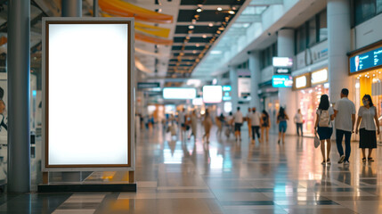 Blank advertising mockup for advertisement at the shopping mall. Created using generative AI.