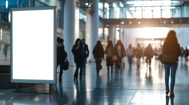 Empty board for service and product advertisement in the office building. Created using generative AI.