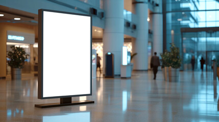 White borad for product advertisement at office building. Created using generative AI.