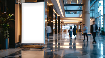 Hotel with blank space board for service and product advertisement. Created using generative AI. - obrazy, fototapety, plakaty
