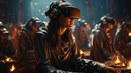 Fototapeta na wymiar Beyond Boundaries: A Journey into Knowledge with Virtual Reality (VR) Headsets