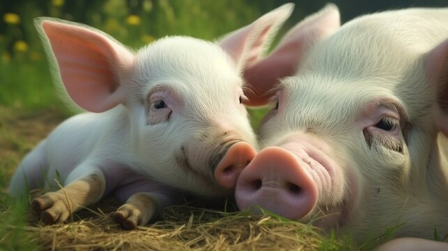 Pig animal caressing its baby AI Generated pictures