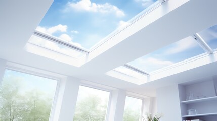 Remote controlled skylights for natural light control solid color background