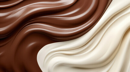Abstract background featuring creamy swirls of chocolate and vanilla, reminiscent of rich desserts and textiles.
