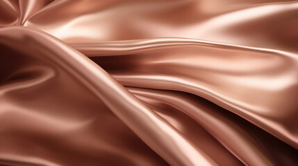 Fototapeta premium The image captures the smooth elegance of draped copper satin fabric with a silky texture and luxurious feel.