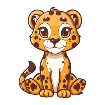 cute cheetah emblem logo cartoon