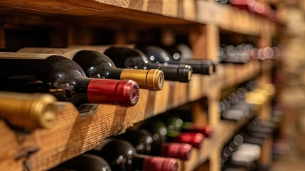 Foto op Aluminium Premium wine in storage wooden shelf. © morepiixel