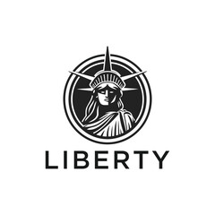 New York Statue of Liberty American Symbol.face freedom drawing art logo design template illustration
