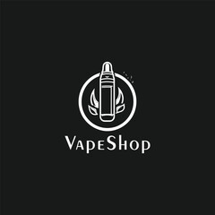 Vape template. Vector retro style emblem with vaping attributes. Vector.
