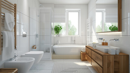 白い内装のバスルーム　インテリアイメージ