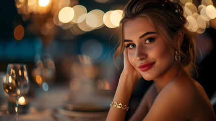 woman at a formal fancy dinner date