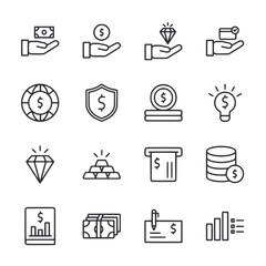 Set of economy icon for web app simple line design