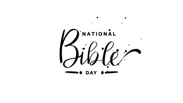 National Bible Day Text Animation. Great for Bible Day Celebrations, lettering with transparent background, for banner, social media feed wallpaper stories