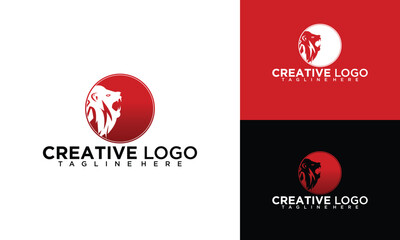Lion logo vector illustration, emblem design.