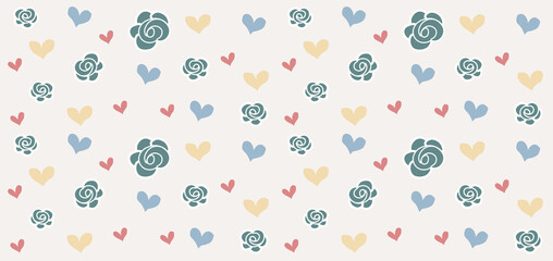 Heart and Flower Colorful Pattern