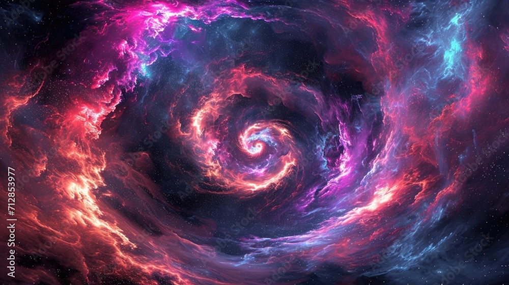 Wall mural a mesmerizing neon spiral illuminated by the cosmic energy of millions of stars and gas clouds